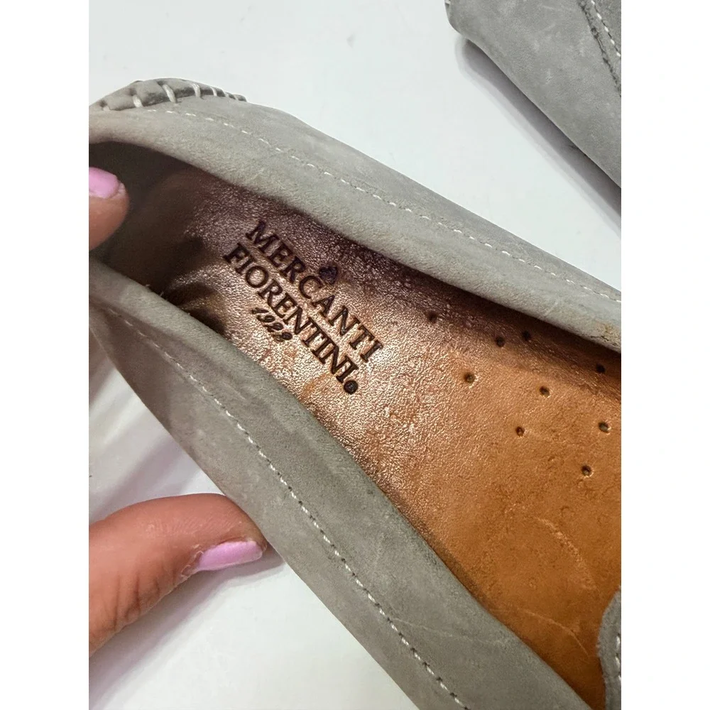 Mercanti Fiorentini Grey Suede Horsebit Driving Loafers MF-3006 Womens 6B